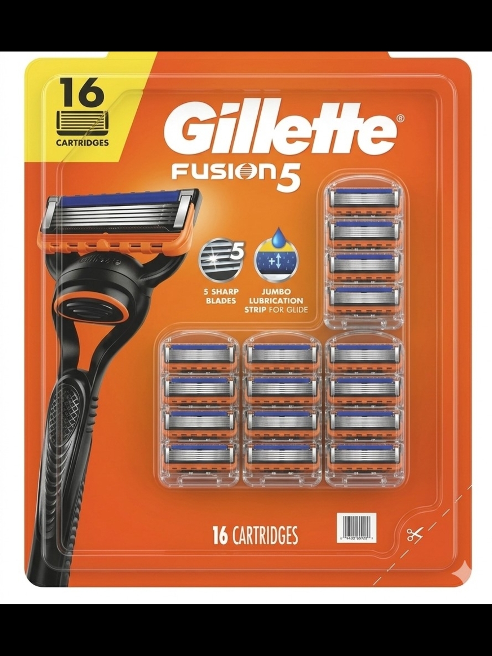 Fusion5 Replacement Razor Cartridges - Orange & Blue (16 Pack)